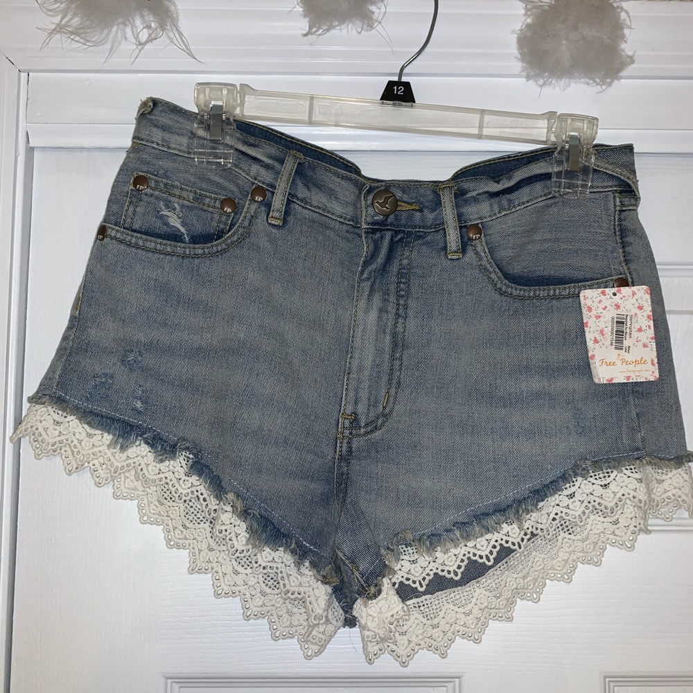 NEW FREE PEOPLE Lace/Jean Shorts